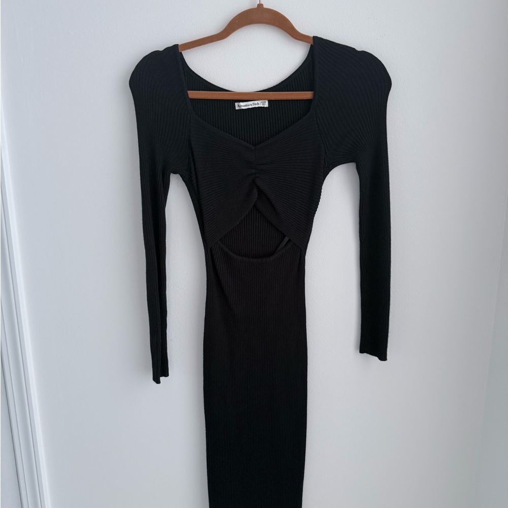 Abercrombie & Fitch Black Long Sleeve Wrap Dress
